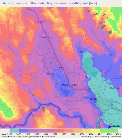 Acolla,Peru Elevation Map
