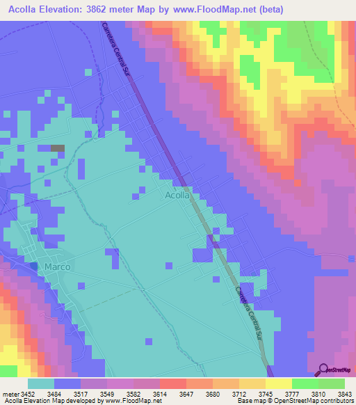 Acolla,Peru Elevation Map
