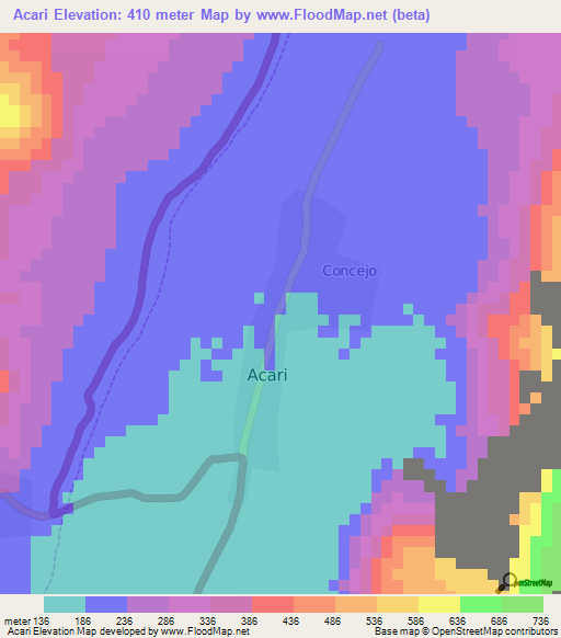 Acari,Peru Elevation Map