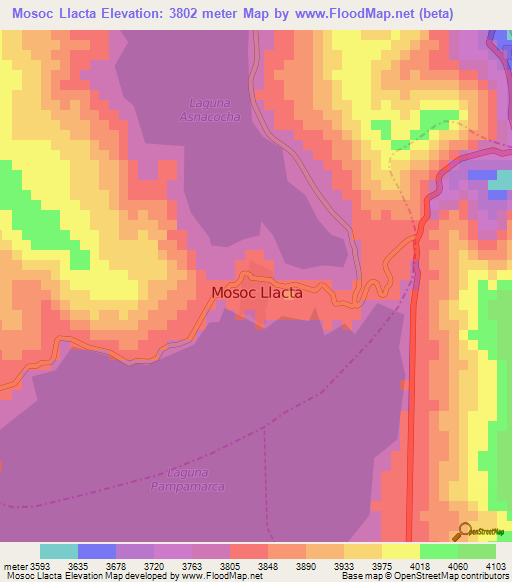 Mosoc Llacta,Peru Elevation Map