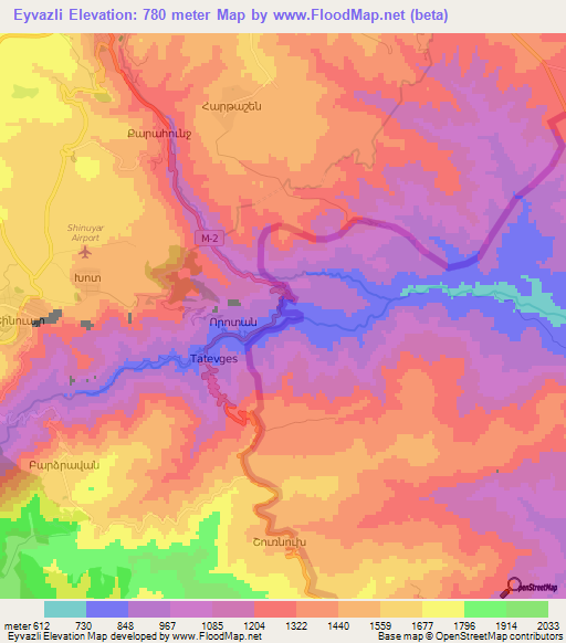 Eyvazli,Azerbaijan Elevation Map