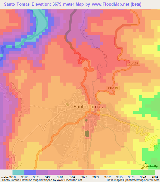Santo Tomas,Peru Elevation Map