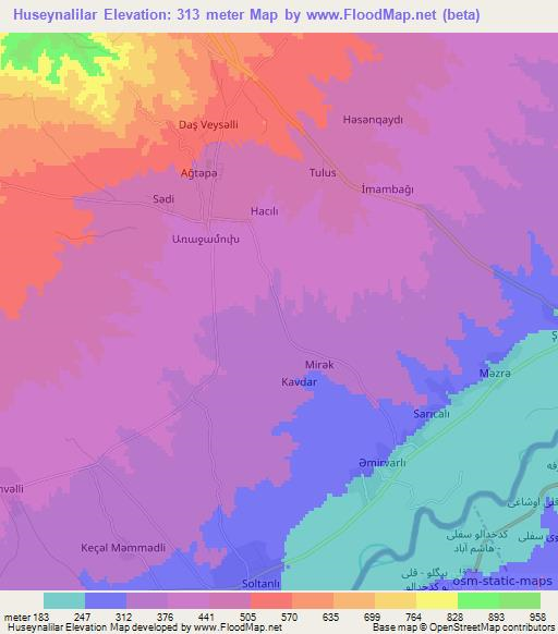 Huseynalilar,Azerbaijan Elevation Map