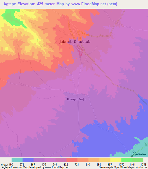Agtepe,Azerbaijan Elevation Map