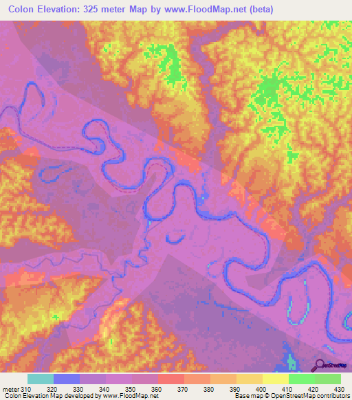 Colon,Peru Elevation Map