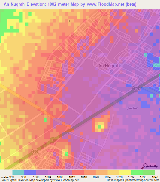 An Nuqrah,Saudi Arabia Elevation Map