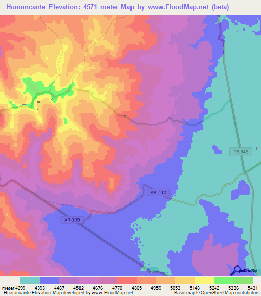 Huarancante,Peru Elevation Map