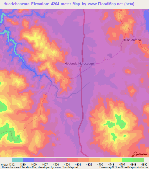 Huarichancara,Peru Elevation Map