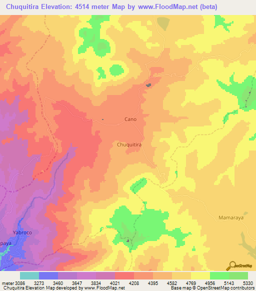 Chuquitira,Peru Elevation Map