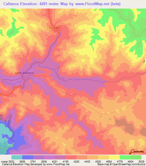 Callanca,Peru Elevation Map