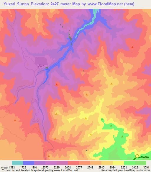 Yuxari Surtan,Azerbaijan Elevation Map