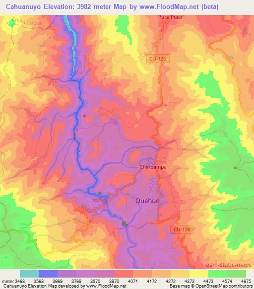Cahuanuyo,Peru Elevation Map