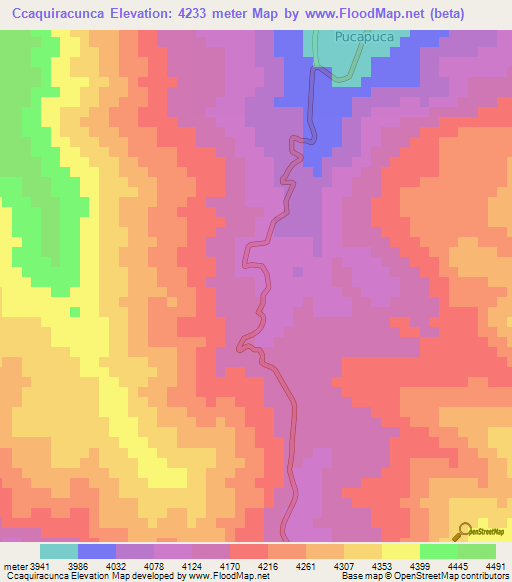 Ccaquiracunca,Peru Elevation Map