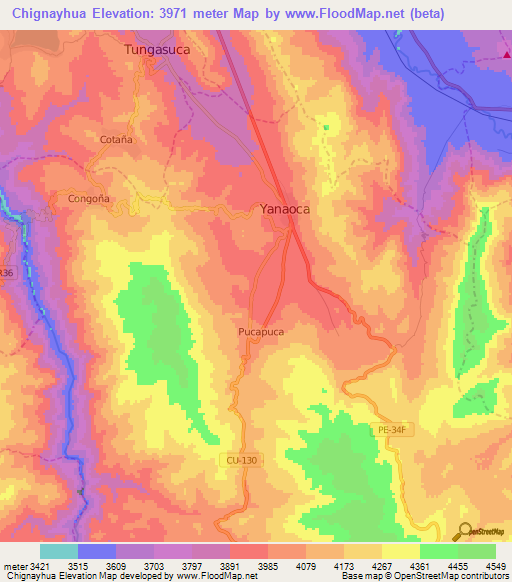 Chignayhua,Peru Elevation Map
