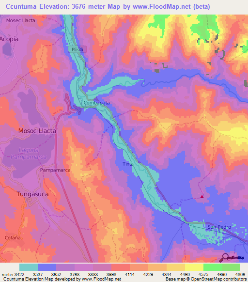 Ccuntuma,Peru Elevation Map