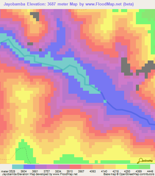 Jayobamba,Peru Elevation Map