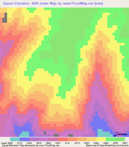 Qquea,Peru Elevation Map