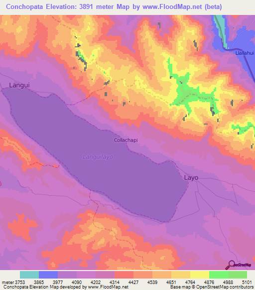 Conchopata,Peru Elevation Map