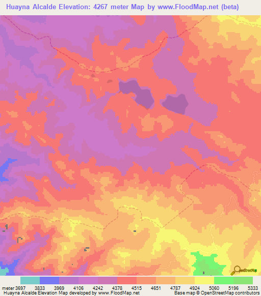 Huayna Alcalde,Peru Elevation Map