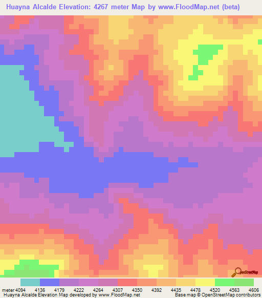 Huayna Alcalde,Peru Elevation Map
