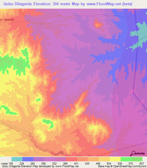 Qobu Dilagarda,Azerbaijan Elevation Map