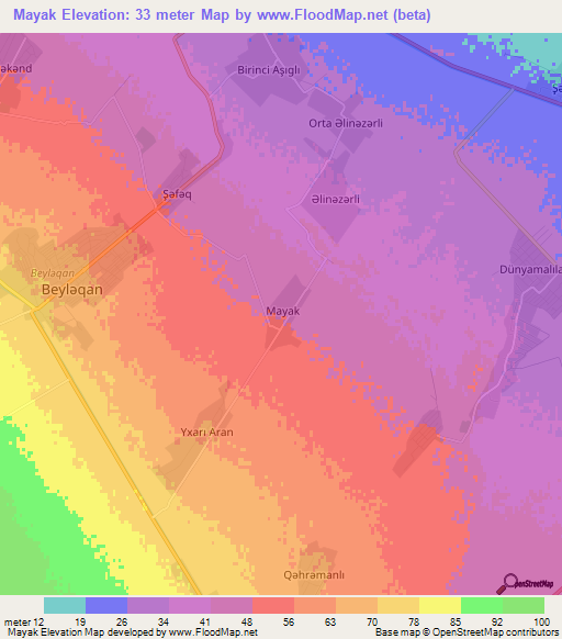 Mayak,Azerbaijan Elevation Map