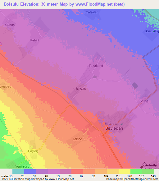 Bolsulu,Azerbaijan Elevation Map