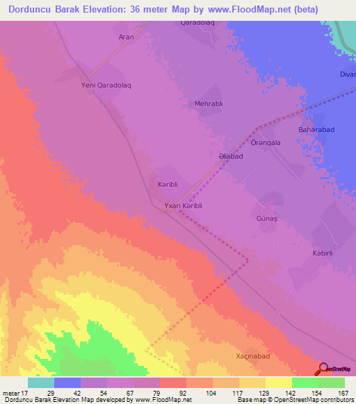 Dorduncu Barak,Azerbaijan Elevation Map