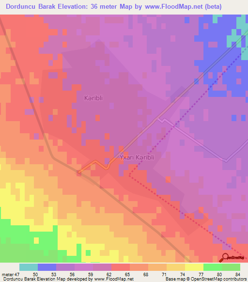 Dorduncu Barak,Azerbaijan Elevation Map