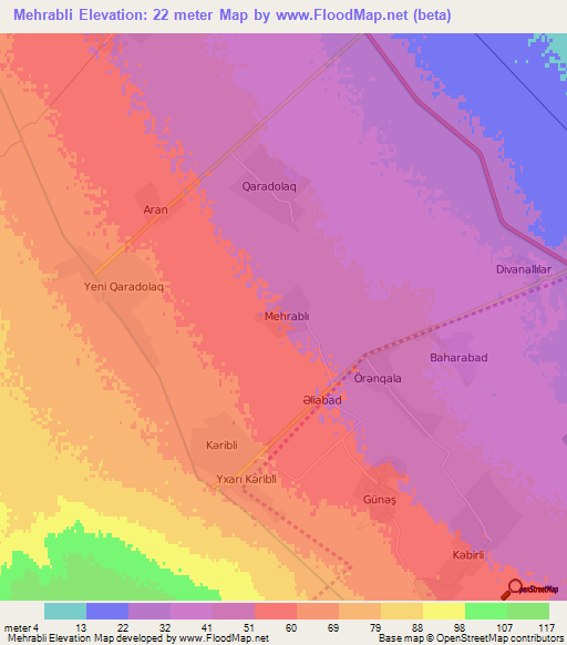Mehrabli,Azerbaijan Elevation Map