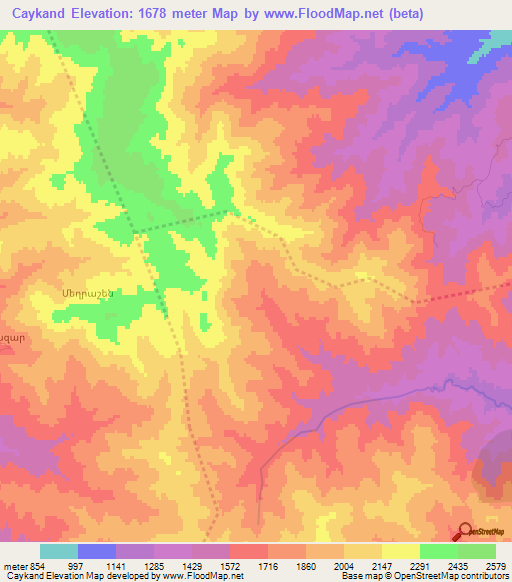 Caykand,Azerbaijan Elevation Map