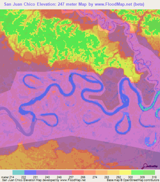 San Juan Chico,Peru Elevation Map