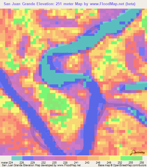 San Juan Grande,Peru Elevation Map