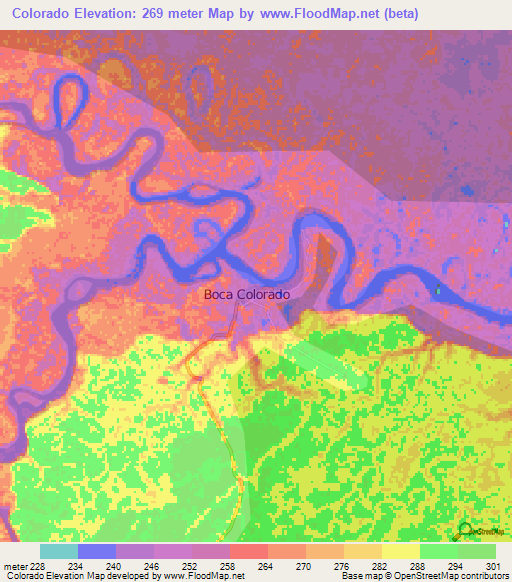 Colorado,Peru Elevation Map