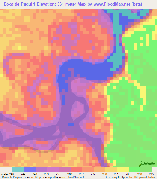 Boca de Puquiri,Peru Elevation Map