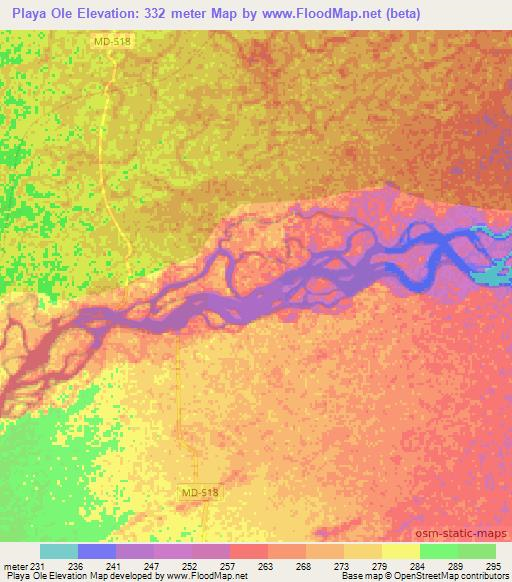Playa Ole,Peru Elevation Map