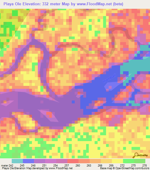 Playa Ole,Peru Elevation Map