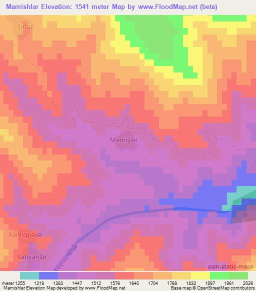 Mamishlar,Azerbaijan Elevation Map