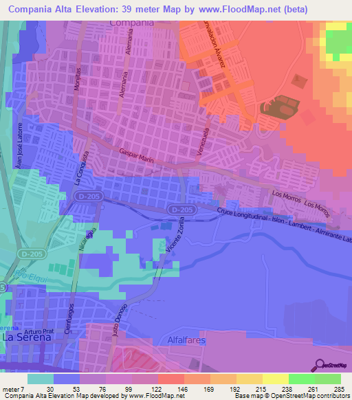 Compania Alta,Chile Elevation Map