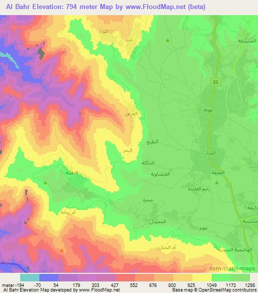 Al Bahr,Jordan Elevation Map