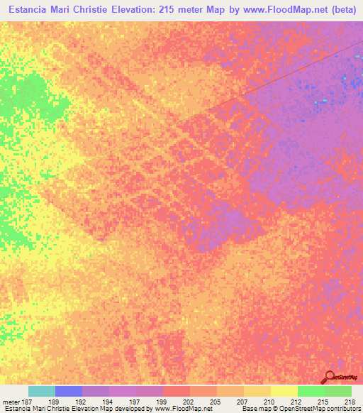 Estancia Mari Christie,Paraguay Elevation Map