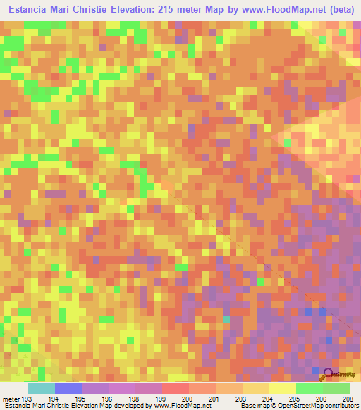 Estancia Mari Christie,Paraguay Elevation Map