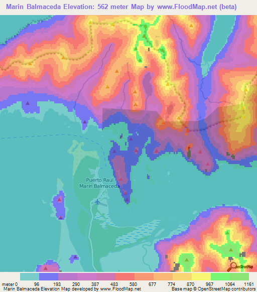 Marin Balmaceda,Chile Elevation Map