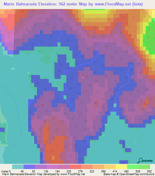 Marin Balmaceda,Chile Elevation Map