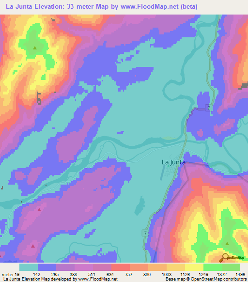 La Junta,Chile Elevation Map