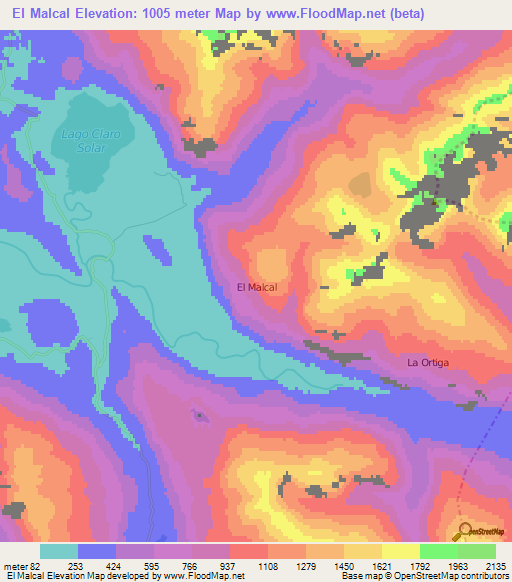 El Malcal,Chile Elevation Map