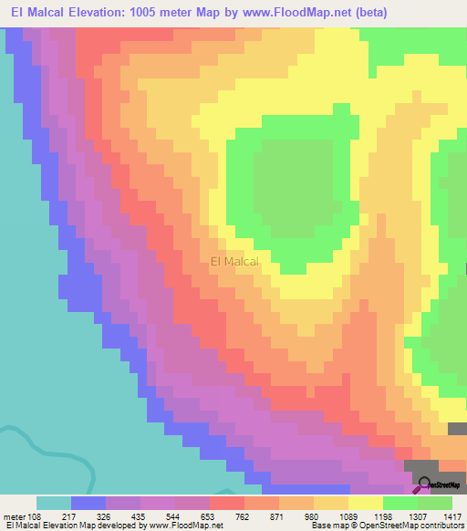 El Malcal,Chile Elevation Map