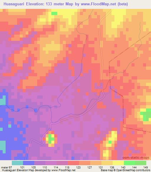 Huasaguari,Mexico Elevation Map