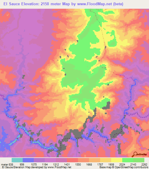 El Sauce,Mexico Elevation Map