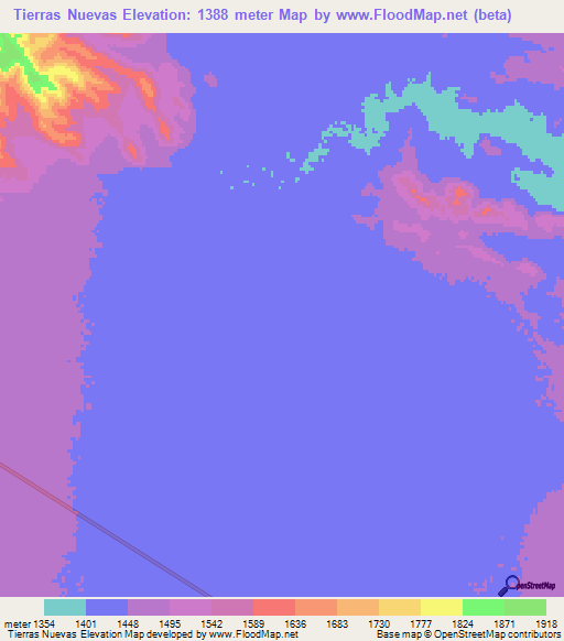 Tierras Nuevas,Mexico Elevation Map